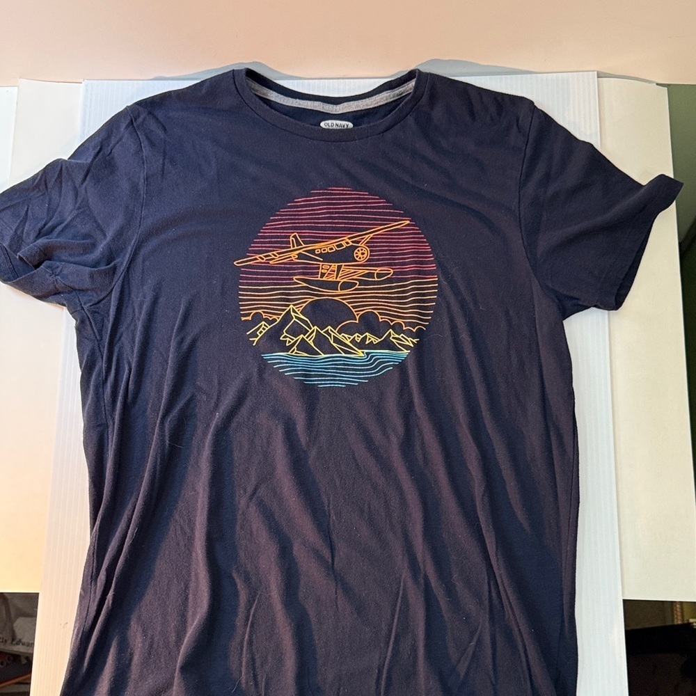 Old Navy Tee with Seaplane and Mountain Design, airplane